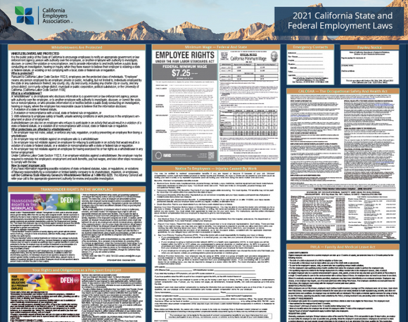 California & Federal 2024 Labor Law Posters (available in English or Spanish)